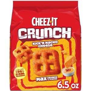 Cheez-It Crunch Cheesy Baked Snacks, Lunch Snacks, Kick’n Nacho Cheese, 6.5oz Bag (1 Bag)