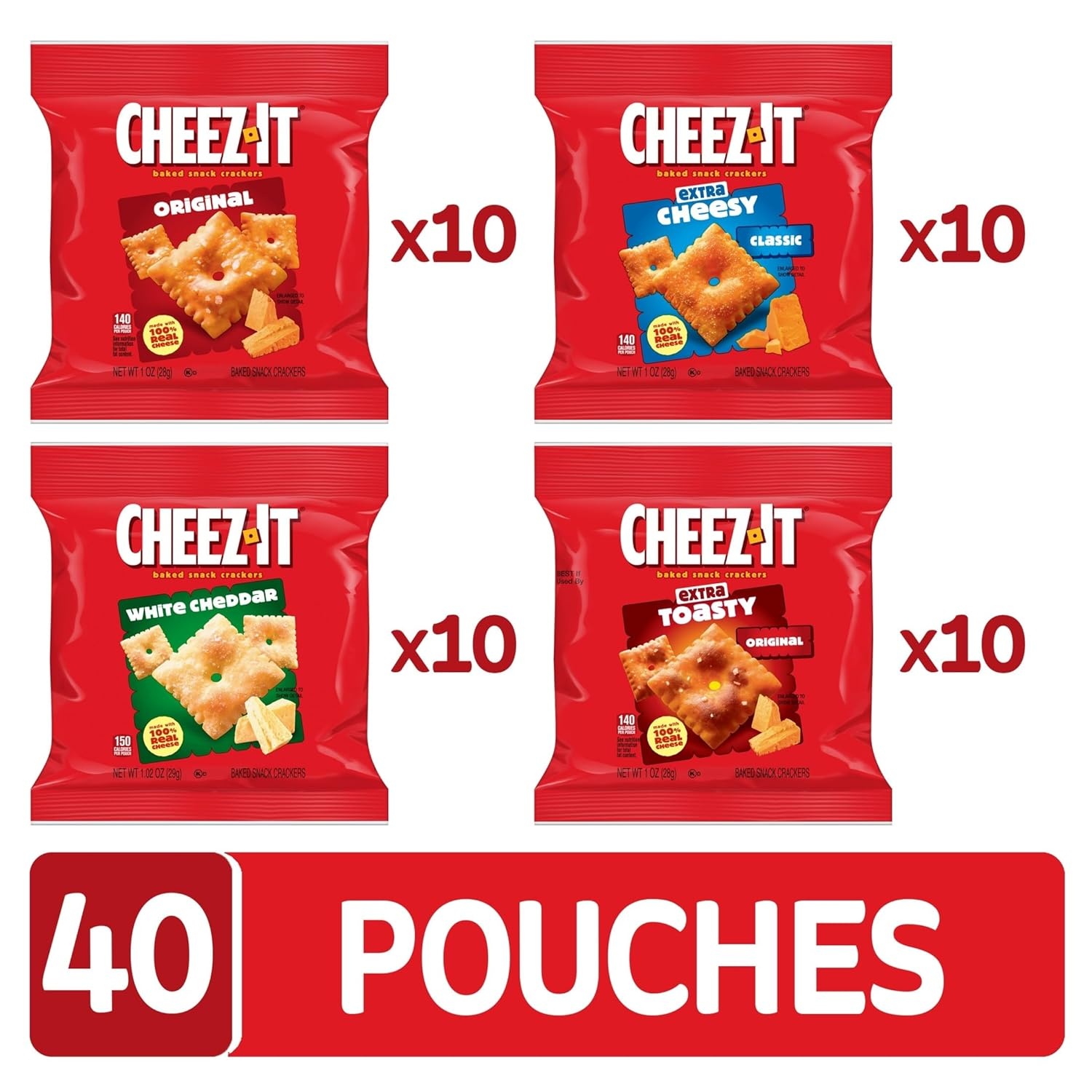 image:imageCheezIt Baked Snack Crackers Lunch Snacks Variety Pack 40 Pouches