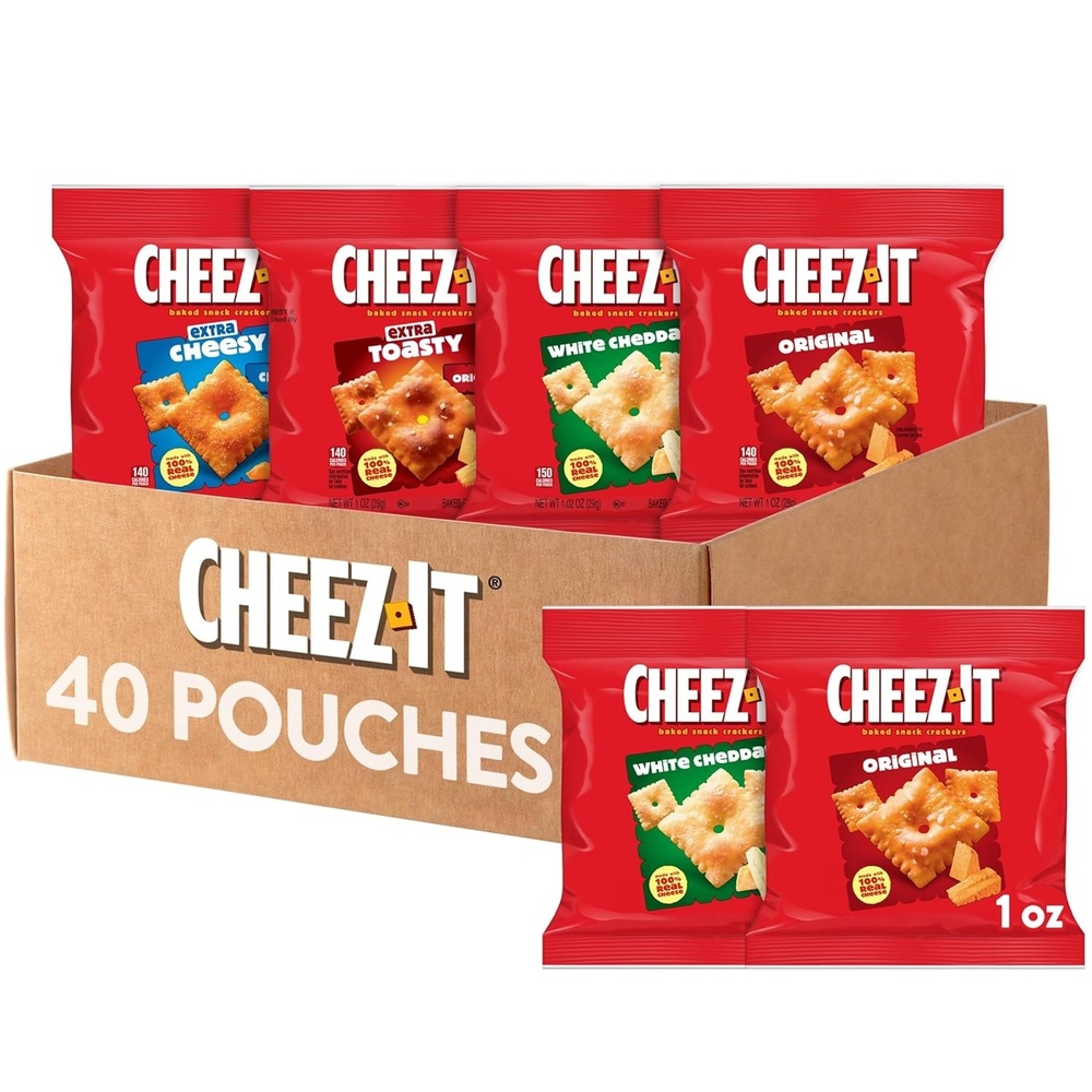 image:imageCheezIt Baked Snack Crackers Lunch Snacks Variety Pack 40 Pouches